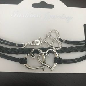 3 Black rope hair stylist scissor bling bracelets